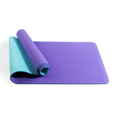 Açık Mor Özel Kaymaz Pilates Çevre Dostu TPE Yoga Mat Seyahat Çantası ile Katlanabilir